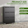 thumbnail image 2 of Aobabo 3 Drawer Lateral File Cabinet with Wheels, Lockable Metal Filing Cabinet for Home Office, Legal/Letter Size,Black,Required Assembled,15.87" D x 28.94" W x40.48 H, 2 of 15