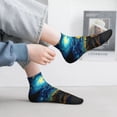 thumbnail image 5 of Goofa Vintage Starry Sky Sunflower Pattern Non Slip Socks with Grips for Elderly, Crew Socks Yoga Hospital Socks Cushioned Sole Gripper Socks for Men Women, 5 of 5