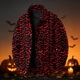 thumbnail image 2 of GrmtClth Autumn Mens Halloween Bat Ghost Pattern Overshirt Jacket Long Sleeve Snap Buttons Loose Cut Halloween Daily Leisure Outerwear Red S, 2 of 6