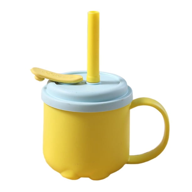 CAIROYAR Taza de café de silicona para niños con pajita a prueba de derrames y asa