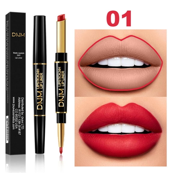 SDJMa Double Head Matte Lipstick With Lip Liner 2 In 1 Waterproof Long Lasting Lipstick Durable Nude Velvet Lipstick Pen ,Long Lasting Waterproof 24 Hour Lipstick(A)