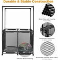 thumbnail image 3 of Rolling Mesh Pool Storage Bin Cart Double Decker Outdoor Towel Hanger Organizer w/Towel Drying Bars for Pool Toys, Large, 36" L x 24" W x 57" H, Extended Sturdy Connector & Metal Frame, Black, 3 of 18