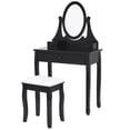 thumbnail image 6 of Topbuy Mirrored Dressing Table Wooden Vanity Makeup Unit w/ Cushioned Stool Black, 6 of 6