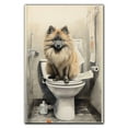 thumbnail image 3 of Keeshond Dog Canvas Wall Art for Bedroom Living Room Home Decor,Funny Dog Canvas Sitting on The Toilet Animal Pattern Office Artworks, modern wall decor, Ready to Hang, 3 of 6