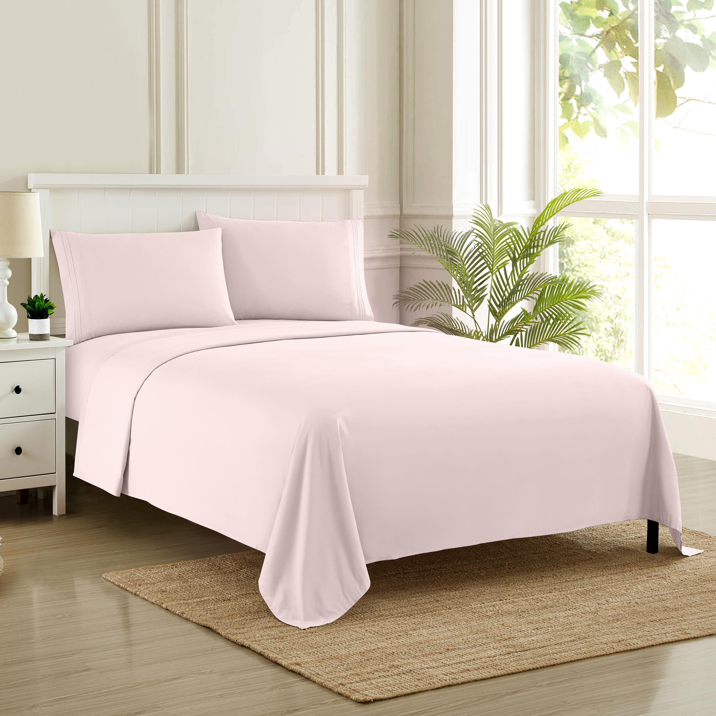 Sweet Home Collection 1800 Series Bed Sheets - Extra Soft Microfiber Deep Pocket Sheet Set - Pale Pink, Twin