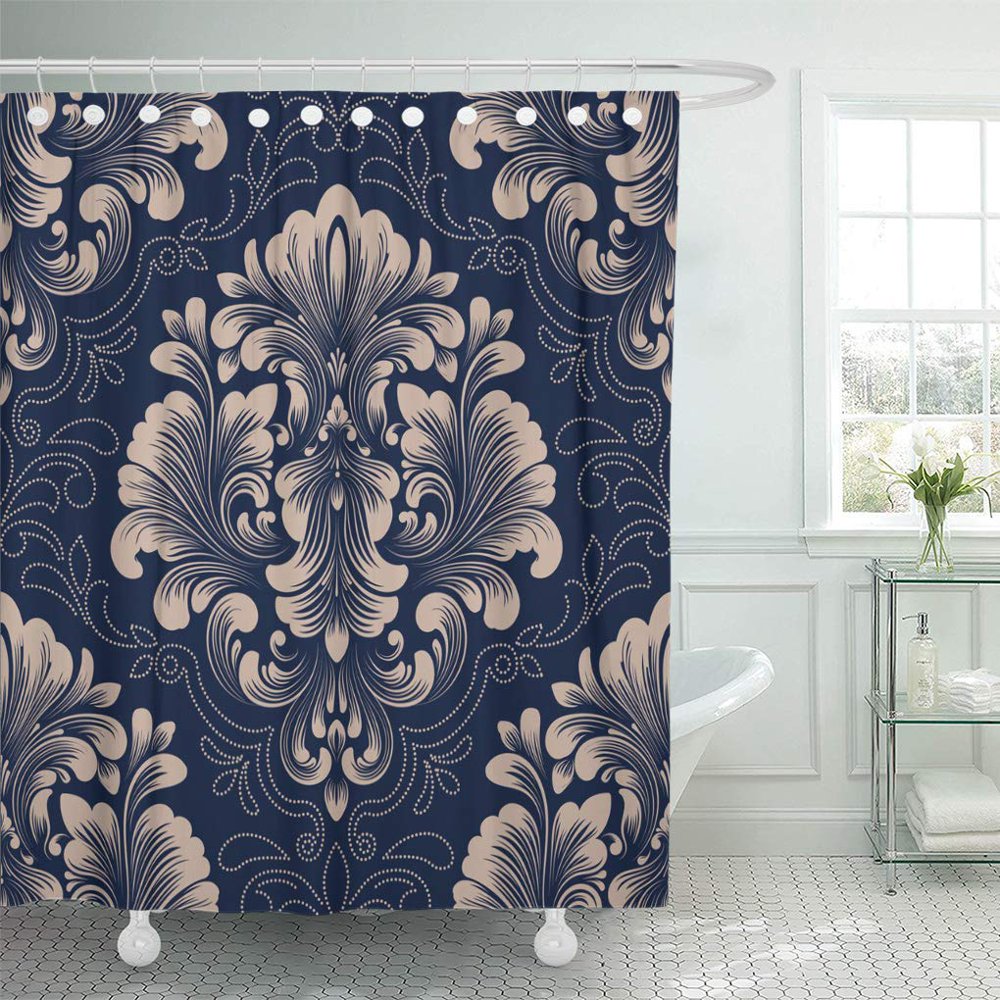 SUTTOM Damask Classical Luxury Old Fashioned Royal Victorian for Exquisite Shower Curtain 60x72
