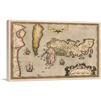 ARTCANVAS Map of Japan and Korea 1592 Canvas Art Print by Abraham Ortelius - Size: 26" x 18" (0.75" Deep)