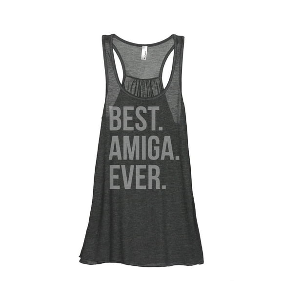 Thread Tank Best Amiga Ever Women's Fashion Sleeveless Flowy Racerback Tank Top Charcoal Small