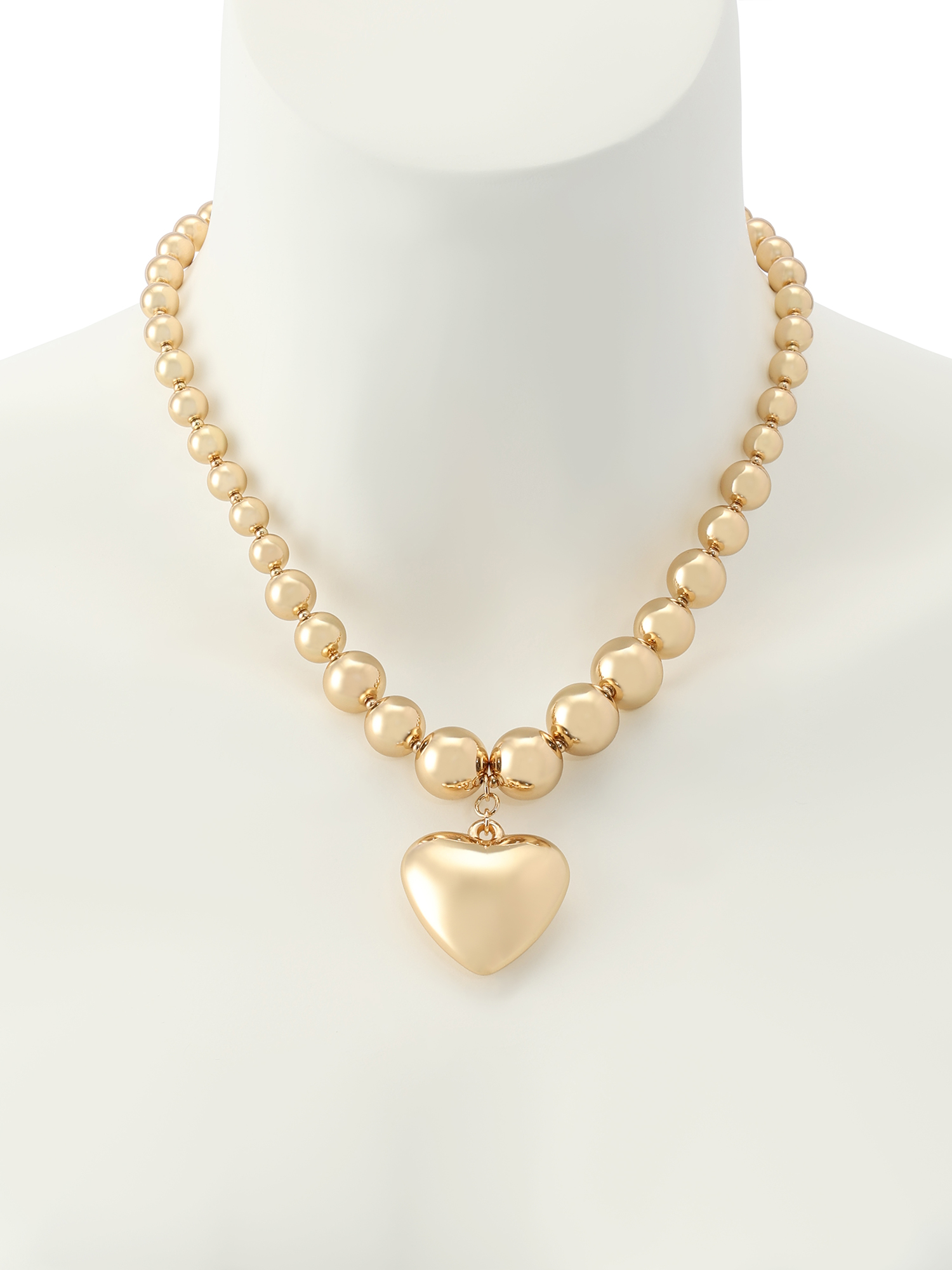 Madden NYC Women's Fashion Gold-Tone Puffy Heart Pendant Necklace