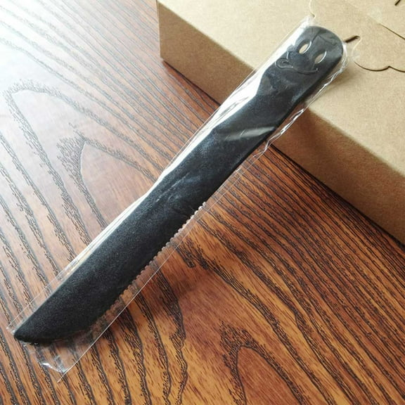 acdanc  Set of 10 Black Disposable Dinnerwear Plastic Knife with Smiley Face