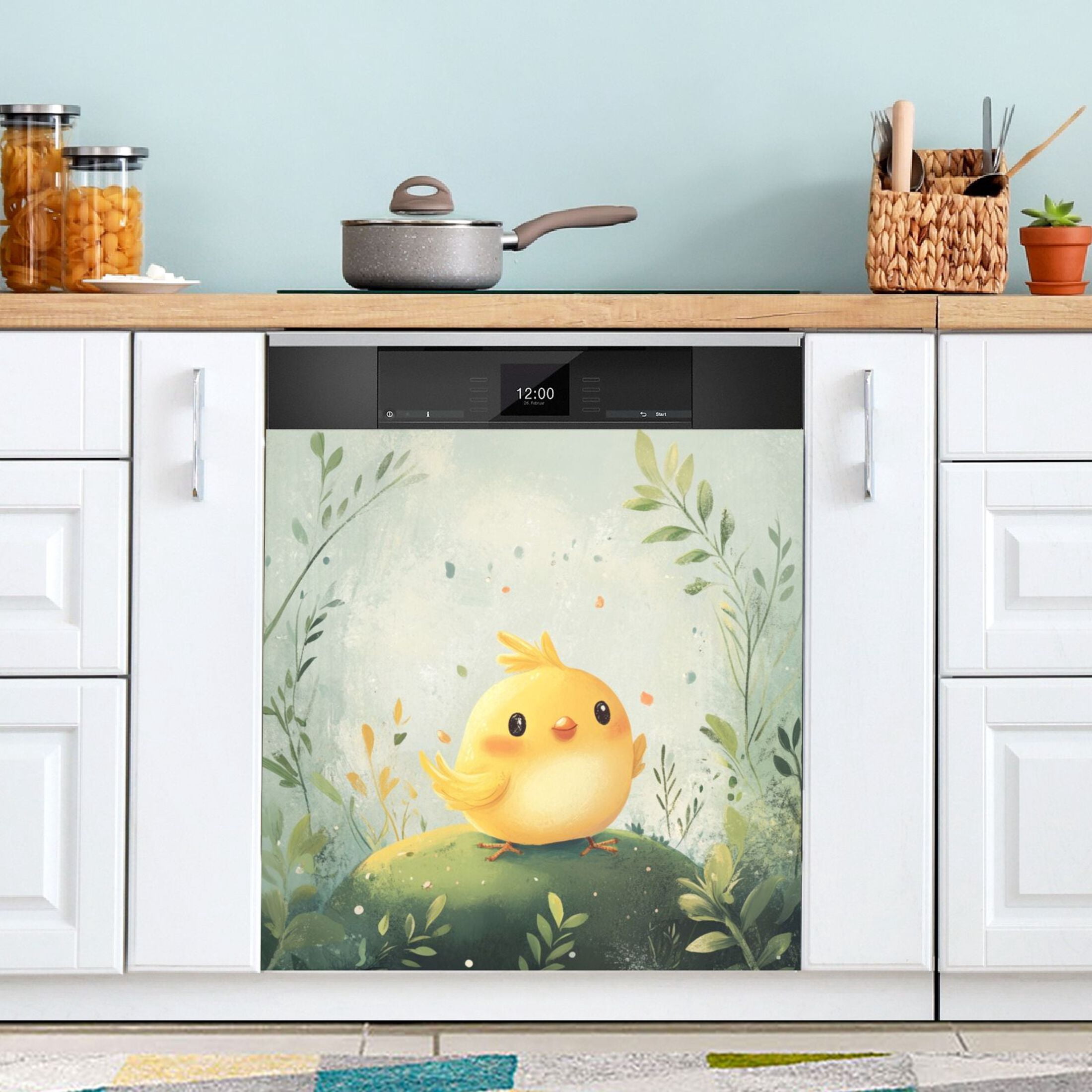 Dishwasher Magnetic Sticker 23x26 Inch Refrigerator Magnetic Sticker Washing Machine Magnetic Sticker Kitchen Panel Magnetic Sticker Home Decor Cute Little Yellow Bird