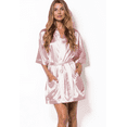 thumbnail image 4 of Turquaz Linen Light Pink Satin Kimono Short Robe, 4 of 5