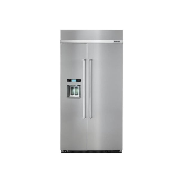 KitchenAid KBSD602ESS - Refrigerator/freezer - side-by-side with water dispenser, ice dispenser - built-in - niche - width: 41.5 in - depth: 24 in - ...