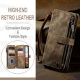 thumbnail image 3 of ELEHOLD for Samsung Galaxy S24 FE Case for Men Women Wallet Case, Premium Leather Shockproof Purse Case with Credit Card Slots Zipper Pocket Anti-Loss Wriststrap Samsung Galaxy S24 FE,Brown, 3 of 6