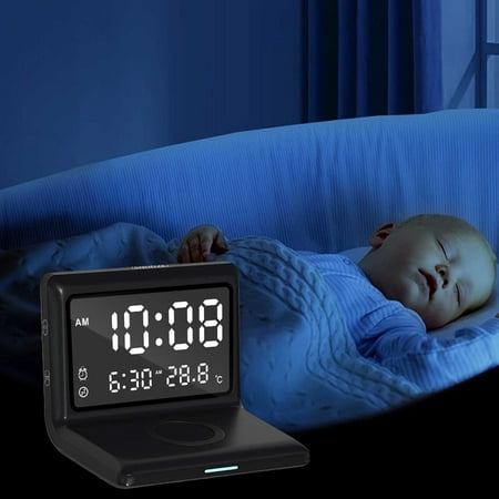 Wireless Charging Alarm Clock, Yannianjz Wireless Charging Alarm Clock, 3-in-1 Fast Charger with LED Display for iPhone Samsung, Bedside Nightstand Clock with Dimmer