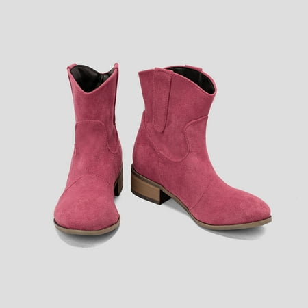 

MIARHB Vintage Boots Short Boots Lace Up Thick High Heel Middle Boots Women s Boots