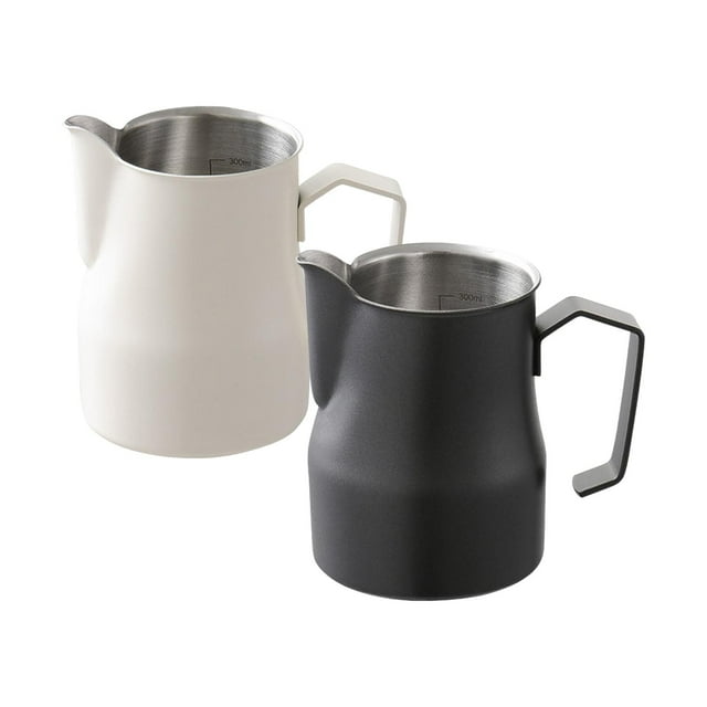 Espumador de leche de acero inoxidable con escala para capuchino, café, matcha y latte. Beige 350ml Negro 350ml