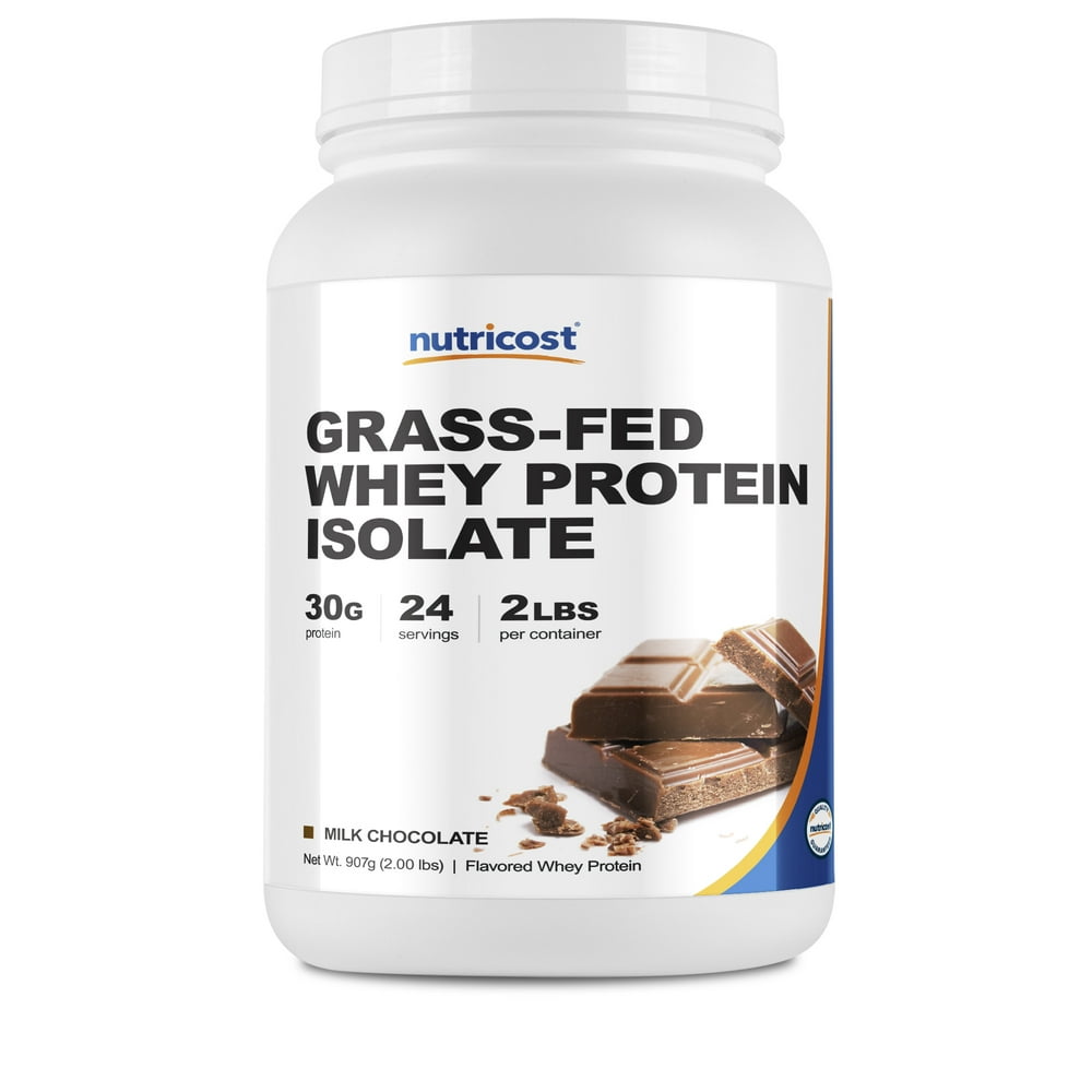 Nutricost Grass Fed Whey Protein Isolate Chocolate 2lbs Non Gmo Gluten Free Natural 0237