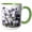 Green/White, variant on 3drose, Purple Flower Tree Jacaranda Against Bright Sky, 11oz Two-tone Black Mug