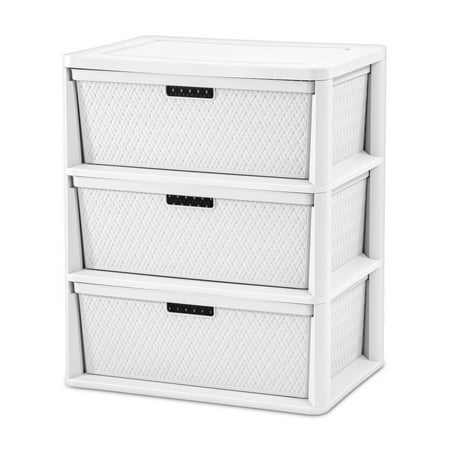 Sterilite Wide 3 Drawer Tower Plastic Storage Organizer