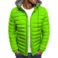 thumbnail image 1 of Grianlook Mens Coat Long Sleeve Outwear Hooded Neck Puffer Jacket Men Warm Down Coats Casual Solid Color Green 3XL, 1 of 2