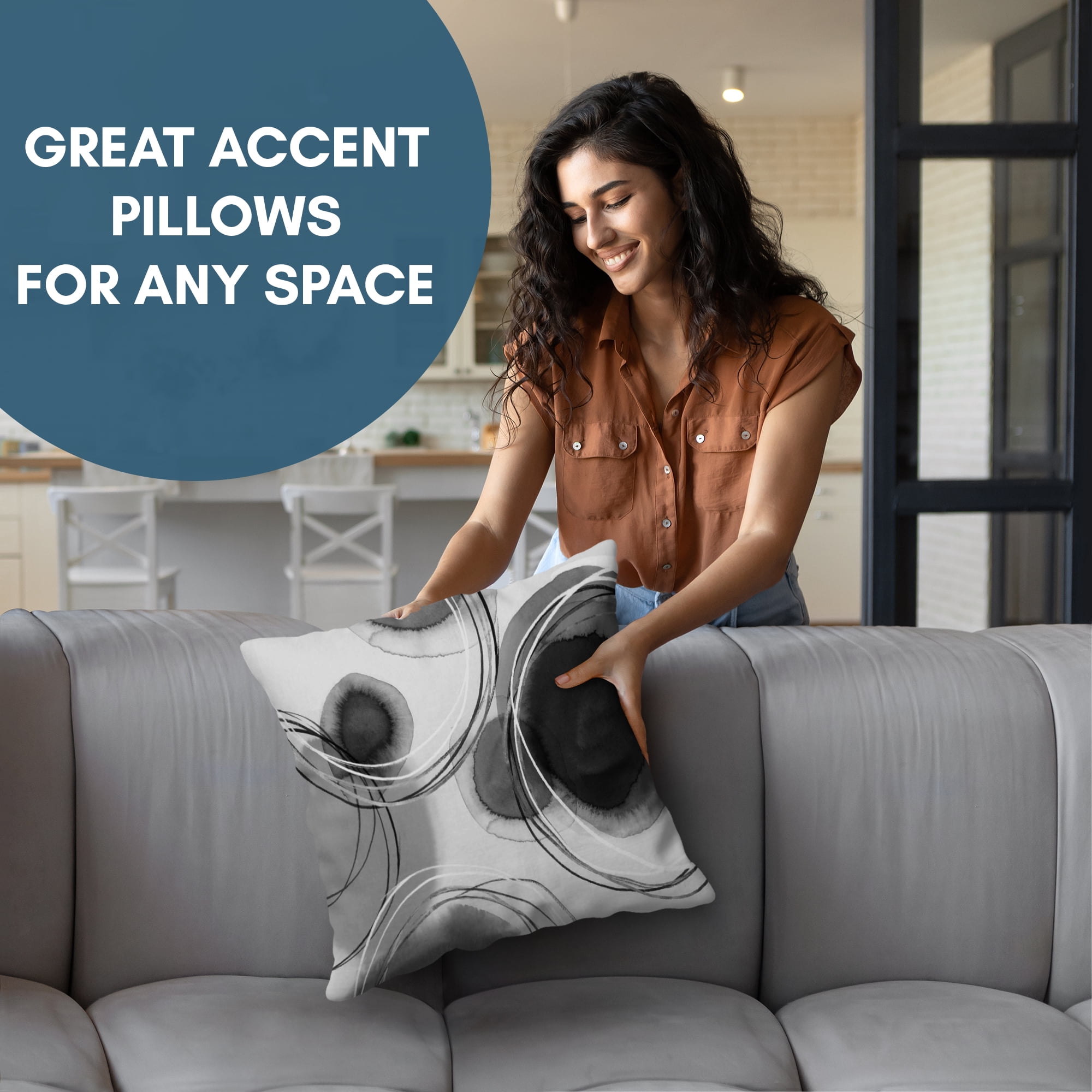 Americanflat 20"x20" Abstract Throw Pillow with Premium Polyester - Black and White