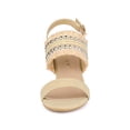thumbnail image 6 of BLISSFUL STEP Women's Boho Buckle Ankle Strap Block Heels Sandals Beige (Size 8), 6 of 6