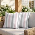 thumbnail image 3 of Pillow Covers 18x18 Set of 2, Pink Grey Striped Square Throw Pillow Covers for Couch/Sofa/Living Room, Geometric Vertical Stripes Minimalist Decorative Soft Pillowcases for Couch Throw Pillows, 3 of 9