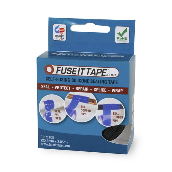 fuseit tape self-fusing silicone tape 1" x 10' x 30 mil black