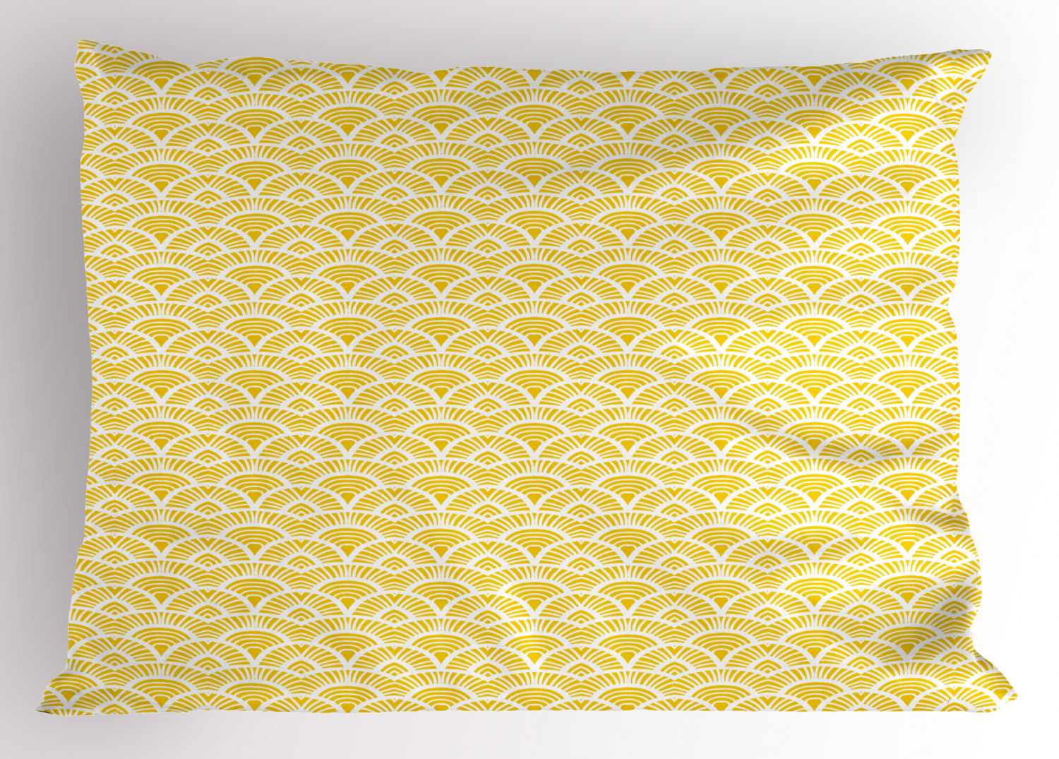 Abstract Pillow Sham Hand Drawn Vintage Half Circles Sun Themed