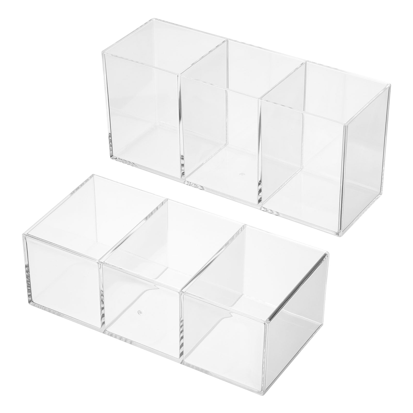 Unique Bargains 3 Compartments Clear Acrylic Pen Holder Pencil Holder Organizer Cup Transparent