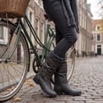 thumbnail image 4 of BLISSFUL STEP Women's Fashion Ankle Low Heel Shoes Daily Wear Winter Short Boots Black 11, 4 of 5