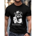 thumbnail image 4 of Camiseta de manga corta para hombre, estilo casual, con cuello redondo y estampado de mapache pequeño., 4 of 8