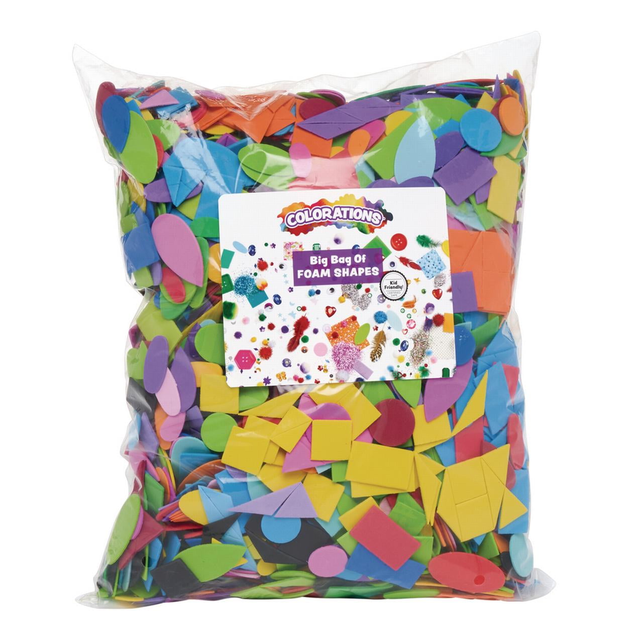 Colorations Big Jumbo Bag of Foam Shapes, 1 Lb. Bulk, Assorted Colors
