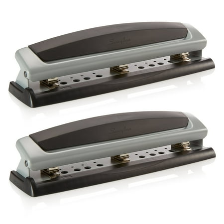 Binder 3 Hole Punch (2-pack) Swingline Precision Pro Desktop Punch, 2 - 3 Holes, Adjustable Centers, 10 Sheets (A7074066AZ) ()