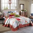 thumbnail image 4 of MarCielo 3-Piece Christmas Holiday Red Polyester Quilt Set Bedding, Queen, 4 of 5