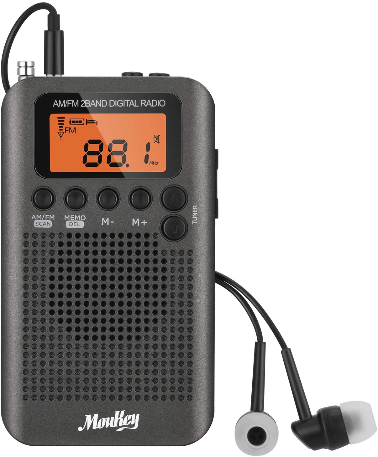 Moukey MPr1 Digital AM FM Portable Pocket Radio, Battery Operated