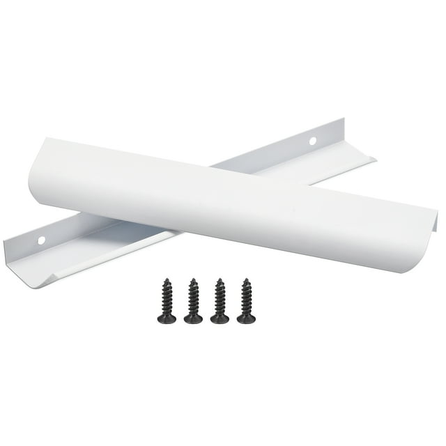 Unique Bargains 10 Pack Finger Edge Pull Cabinet Handles 6.3 Inch (160mm) Hole Center Kitchen Drawer Handles Knobs White