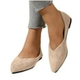 thumbnail image 4 of Wensltd Women Solid Color Suede Flats Pointed Toe Low Cut Work Shoes Comfortable Versatile Office Daily Wear Flat Heel Shoes for Women Size 5-11, 4 of 6