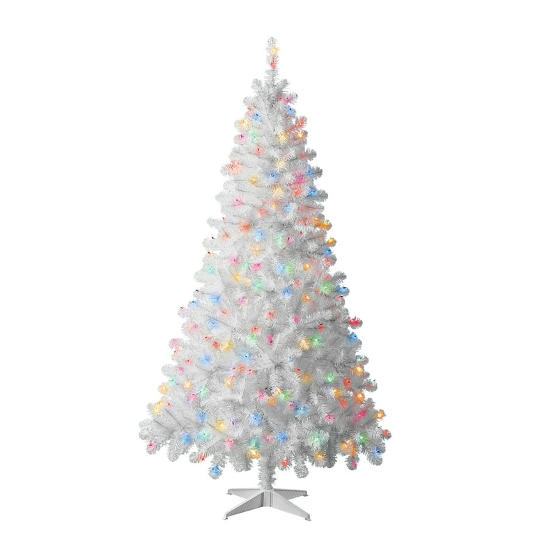 Holiday Time 300 Multicolor Incandescent Madison Pine White Christmas Tree, 6.5' - Walmart.com