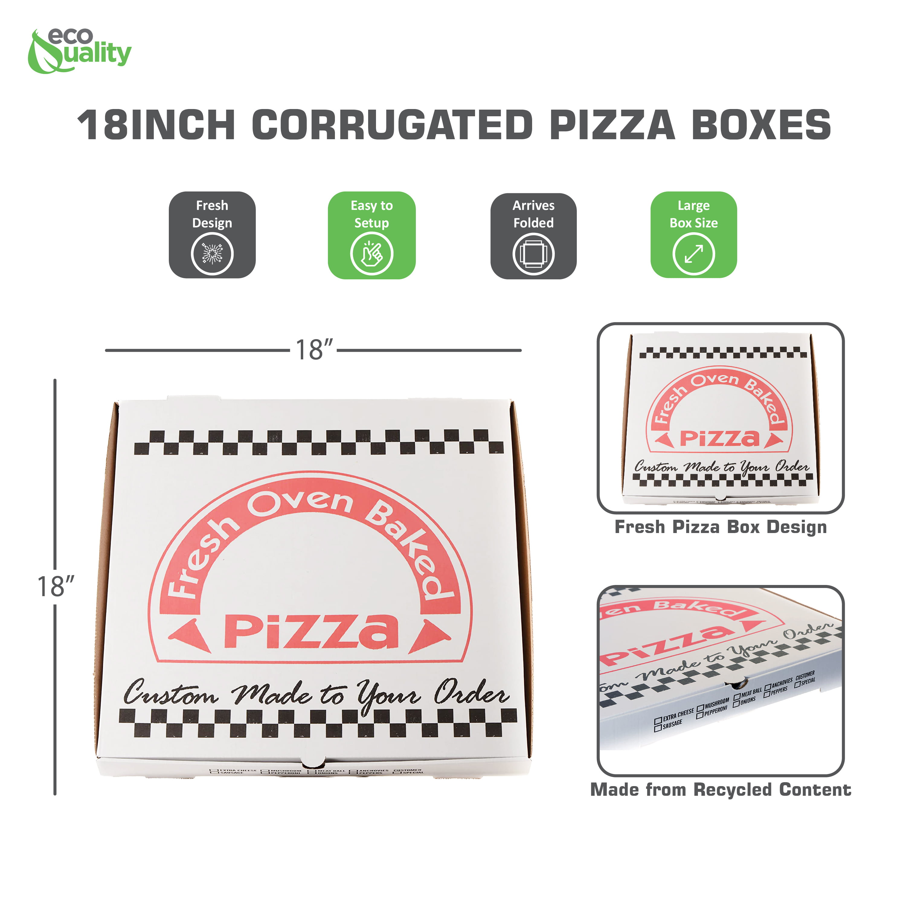 18B Corrugated Pizza Box Fresh Hot Print (5135)