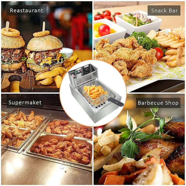  Commercial Electric Deep Fryer 6L Stainless Steel Single Tank  Countertop Fryer With Basket And Lid, 2500W For Restaurant And Home Use :  Industrial & Scientific