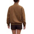 thumbnail image 3 of INSPIRE CHIC Women's Plaid Faux Coat Suede Contrast Color Zip Up Elastic Cuffs Bomber Jacket Large Brown, 3 of 6