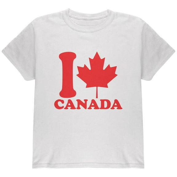 I Love Maple Leaf Heart Canada Youth T Shirt White YSM