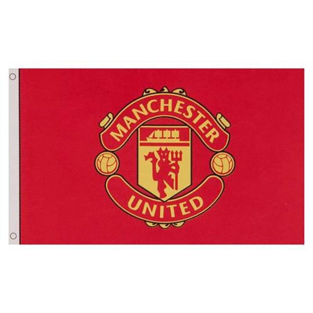 Manchester United FC - Bandera Core Diseño Escudo (Rojo, Amarillo)
