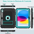 thumbnail image 3 of AVAWO Case for New iPad (A16) 11th Generation 11 Inch 2025 & iPad 10th Generation 10.9" 2022, Heavy Duty Military Grade Shockproof Rugged Protective Cover, Black+Cyan, 3 of 8