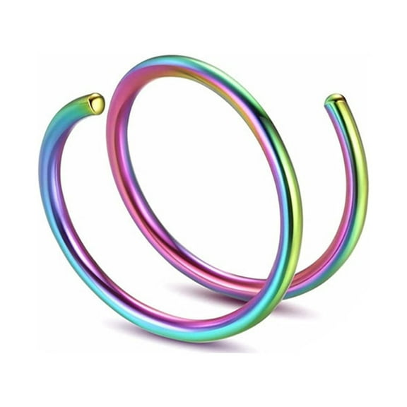 Nose Ring Hoop Double Hoop Nose Ring for Single Piercing Small Thin 8Mm Spiral Nose Jewelry for Women Men