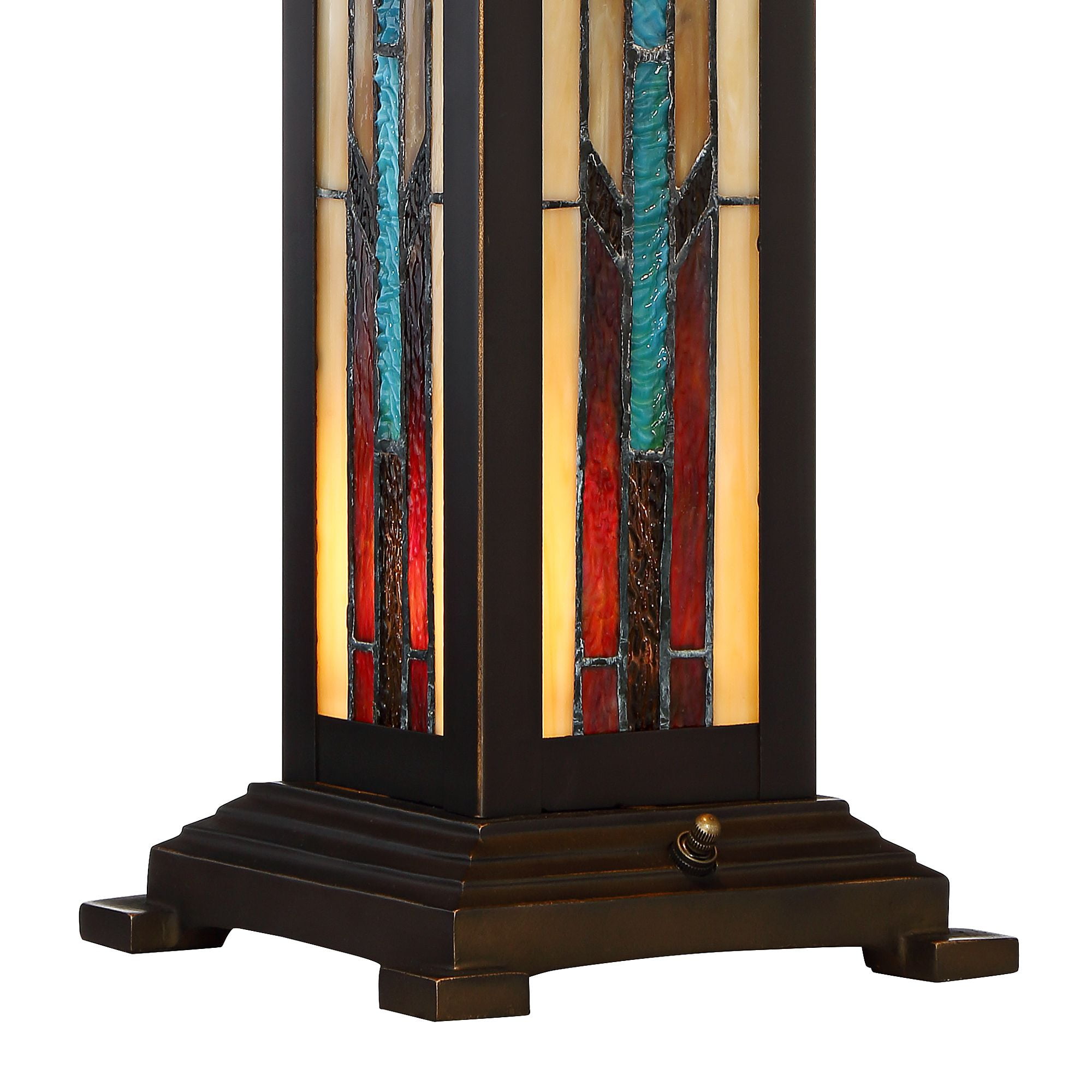 Robert Louis Tiffany Mission Table Lamp with Nightlight 25" High Bronze Stained Glass for Living Room Family Bedroom Bedside Nightstand