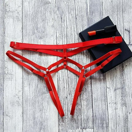 FUNUONY Big Sale! Women s Sheer Panties Hollow Out Low Rise Underwear Women Lace Underpants Elastic Sleepwear Pantie Underwear High Red L