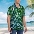 thumbnail image 3 of Pofeuu Green Disco Lights Print Hawaiian Shirt for Men Sleeves Casual Button Down Summer Beach Dress Shirts T-Shirts,XX-Large, 3 of 7